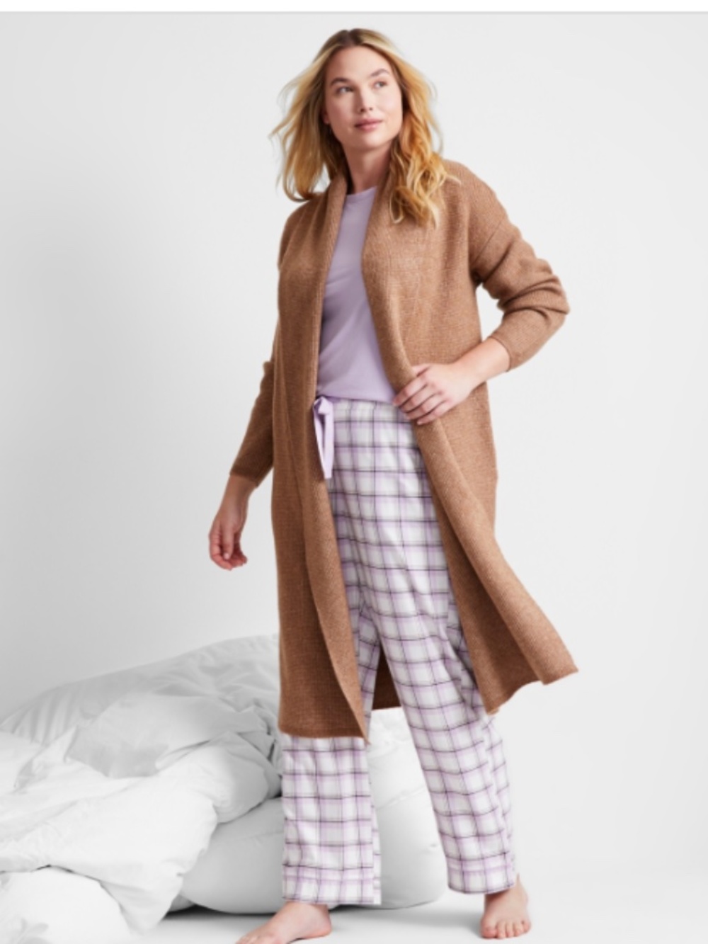 State of Day Women's Knit Long-Sleeve Duster Robe, - Cave